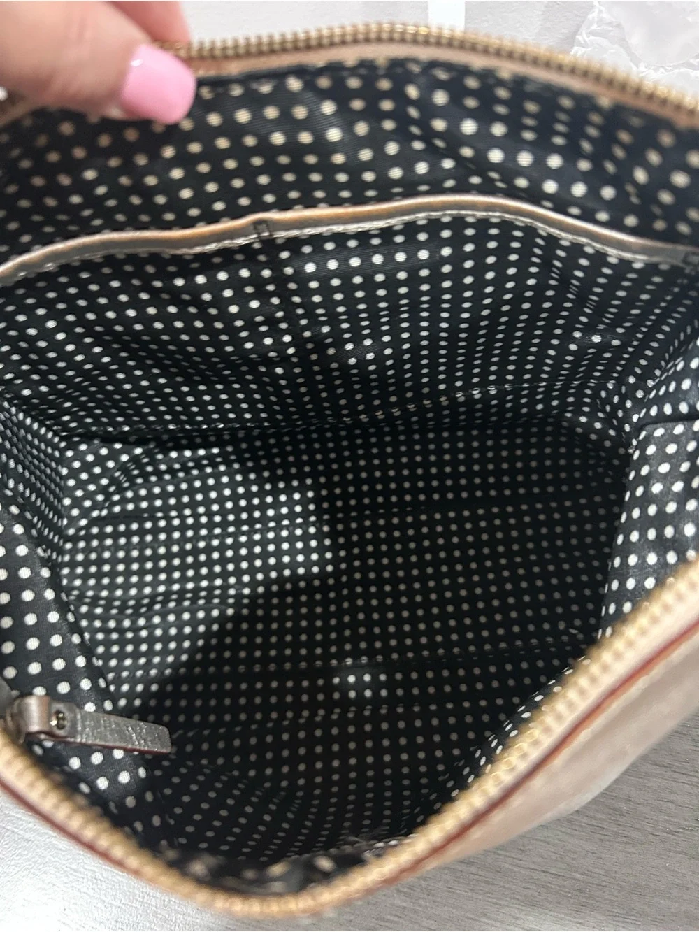 Kate Spade Metallic Silver/Champagne Leather Crossbody Bag